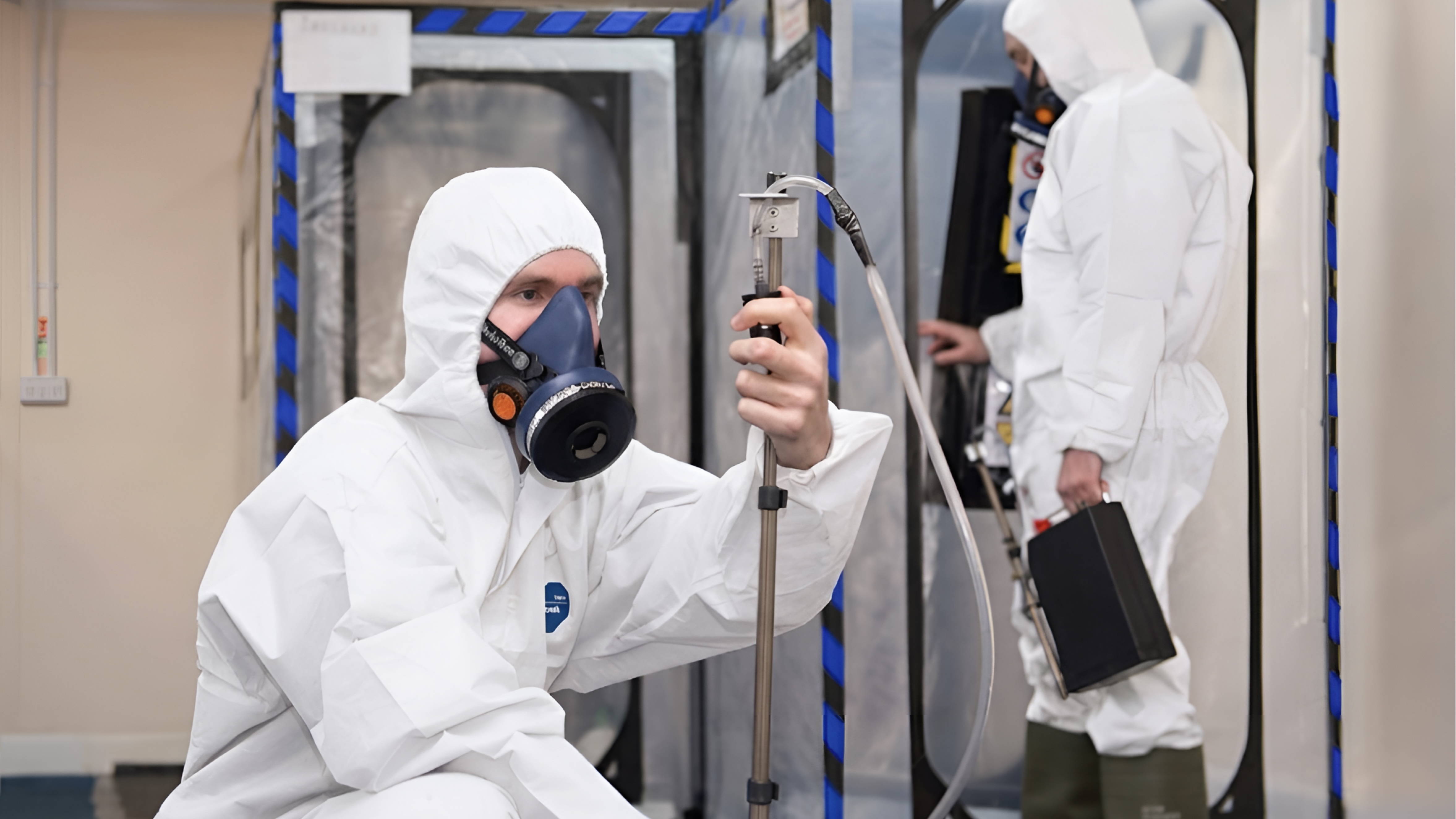 Air monitoring and testing being conducted at asbestos removal site in Surrey